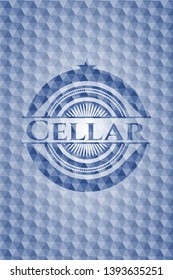Cellar blue hexagon emblem. Vector Illustration. Detailed.