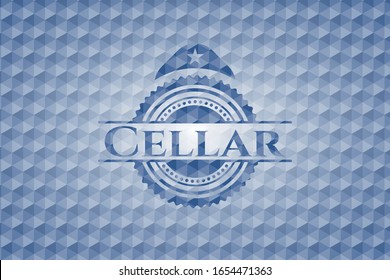 Cellar blue hexagon emblem. Vector Illustration. Detailed.