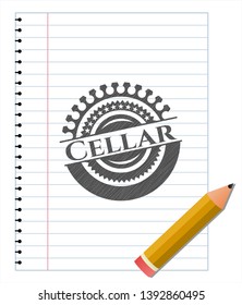 Cellar emblem draw with pencil effect. Vector Illustration. Detailed.
