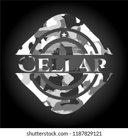 Cellar on grey camo texture