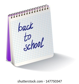 Celled blank white paper notebook for school