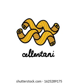 cellentani pasta doodle icon, vector illustration