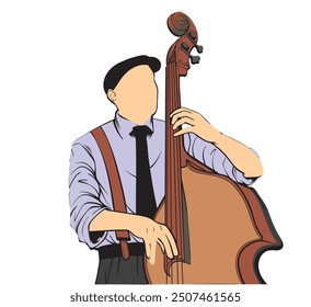 cellist cello player full isolated on white background