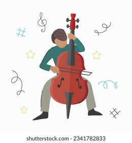 Cellist icon clipart isolated vector illustration