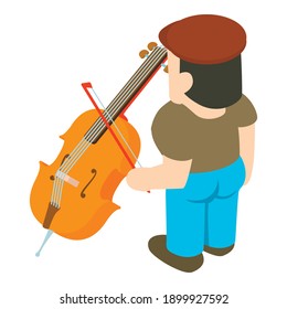 Cellist icon. Isometric illustration of cellist vector icon for web