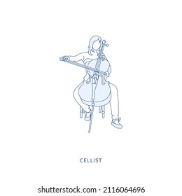 cellist icon in vector. Illustration
