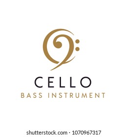 Cello / Bass Clef instrument with initial C logo design inspiration