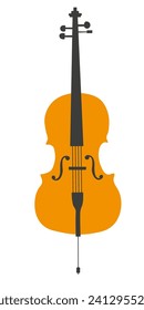 Cello bajo-viol Instrumento musical de mano, ilustración vectorial plana para la educación musical, orquesta, familia de violín. Caricatura Violoncello para volante, folleto, cartel de tarjeta, plantilla, impresión, logotipo, papel