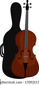 Cello case, illustration, vector on white background