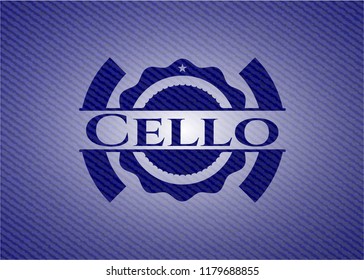 Cello emblem with denim high quality background