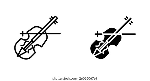 Cello flat Icons in line outline and flat solid style on white background