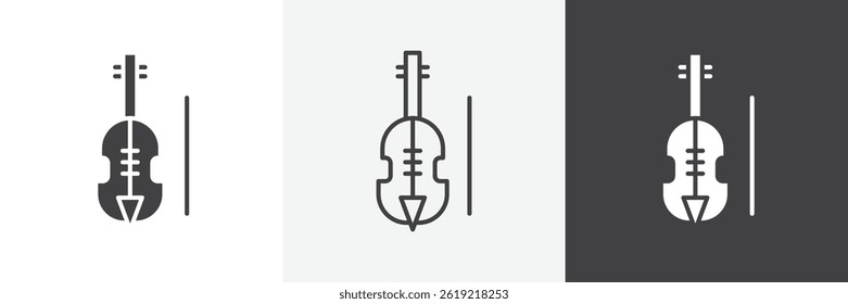 Conjunto de ícones de vetor de violoncelo plano e forro
