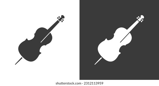 Cello flat web icon. Cello logo design. String instrument simple cello sign silhouette icon with invert color. Cello solid black icon vector design. Musical instruments concept