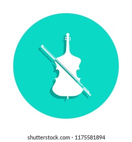cello icon in badge style. One of Music Instruments collection icon can be used for UI, UX
