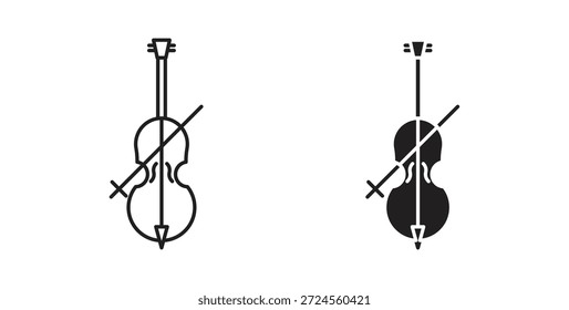Ícone violoncelo no estilo rabiscar e traçado.