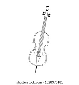 cello icon over white background, black and white design. vector illustration