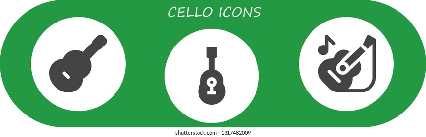 cello icon set. 3 filled cello icons.  Simple modern icons about  - Guitar