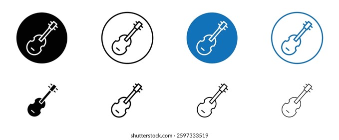 Cello icon set in black and blue colors on white background