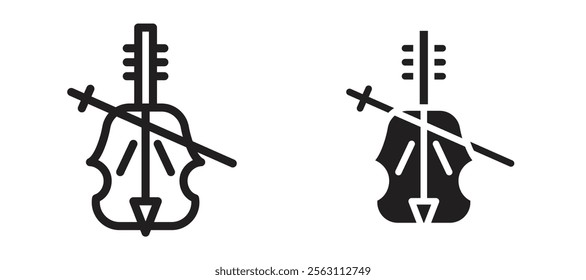 Cello icons in black line and filled versions