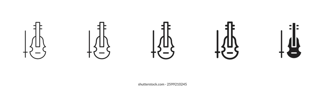 Cello icons in black outline, solid and colored style