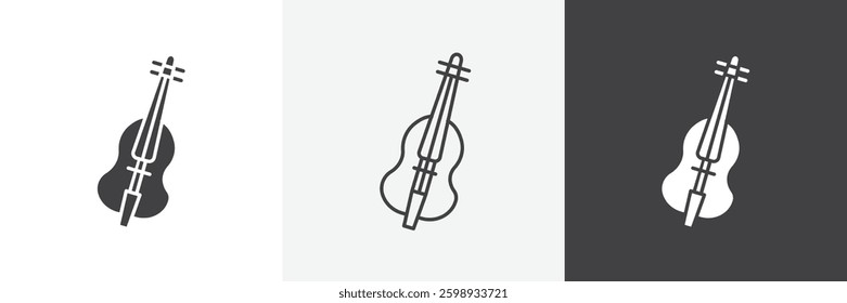 Cello icons in Thin line black color. flat simple vector symbols illustration.