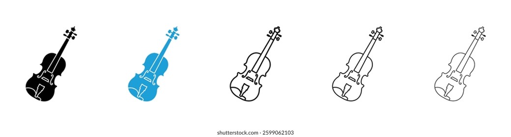 Cello icons vector illustrations in black and blue colors for web and ui designs