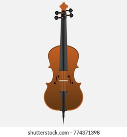 Cello illustration isolated on white background. Brown cello vector