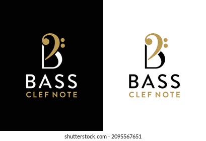 Cello instrument with initial B for Bass logo design template