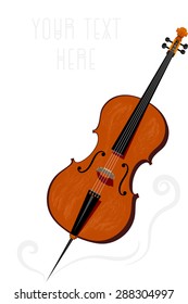 Cello isolated on white background. Can be used as poster or invitation background. Has enough space for your text.