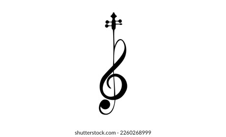 Cello like a G key shape, Staff treble clef notes musician concept vector isolated on transparent background. Illustration of guitar music sound, jazz, classical music.
