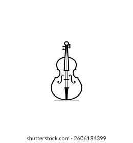 cello line art on white background