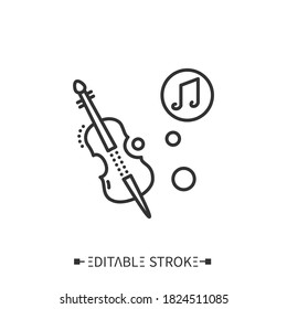 Cello line icon. Classical stringed orchestral musical instrument. Classical, ethnic and modern music. Music from different countries. Isolated vector illustration. Editable stroke