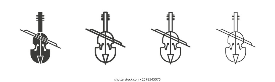Cello line icon vector illustration set.