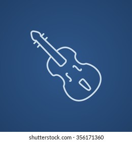 Cello Line Symbol für Web-, Mobil- und Infografiken. Vektorhellblaue Symbol einzeln auf blauem Hintergrund.