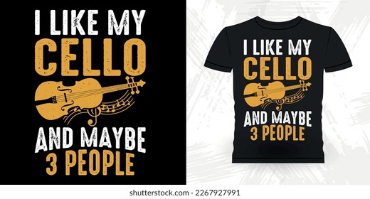 Cello Lover Funny Guitarist Guitar Player Musician Music Bass Retro Vintage Musician T-Shirt Design