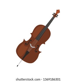 Cello music instrument color vector icon. Flat design
