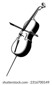 Cello. Music instrument icon. Outline vector clipart isolated on white.