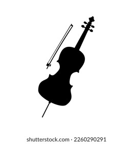 Cello music instrument icon vector, silhouette of violin. 