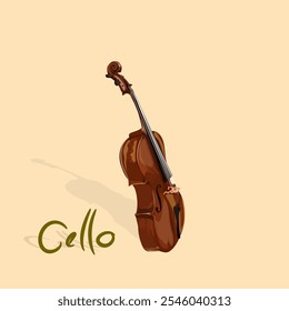 um instrumento musical de violoncelo com fundo creme