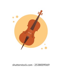 Cello musical instrument on isolated white background. Cello icon. Vector illustration cartoon flat style