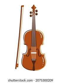 Cello musical instrument vector flat illustration isolated over white background, classical string music instruments.