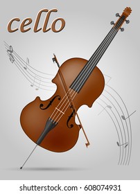cello musical instruments stock vector illustration isolated on gray background