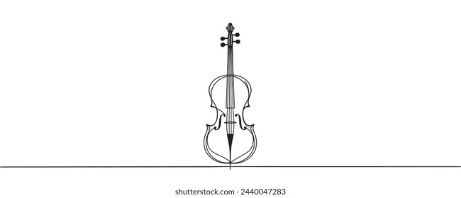 Cello one line. musical instrument cello in one solid line, graphic illustration