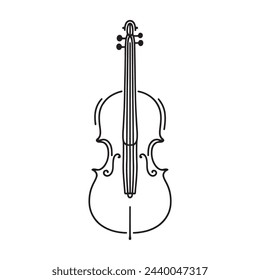 Cello one line. musical instrument cello in one solid line, graphic illustration