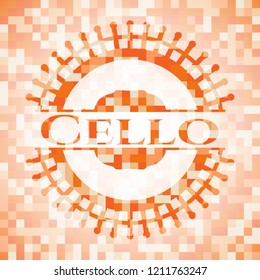 Cello orange mosaic emblem