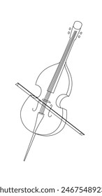 Cello outline illustration. Minimal flat graphic. Vector art image isolated on white. Editable stroke.