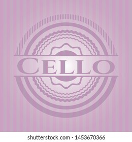 Cello pink emblem. Retro. Vector Illustration. Detailed.