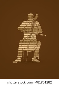 Cello player designed using geometric pattern graphic vector.