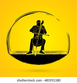 Cello player graphic vector.