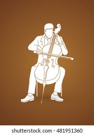 Cello player graphic vector.